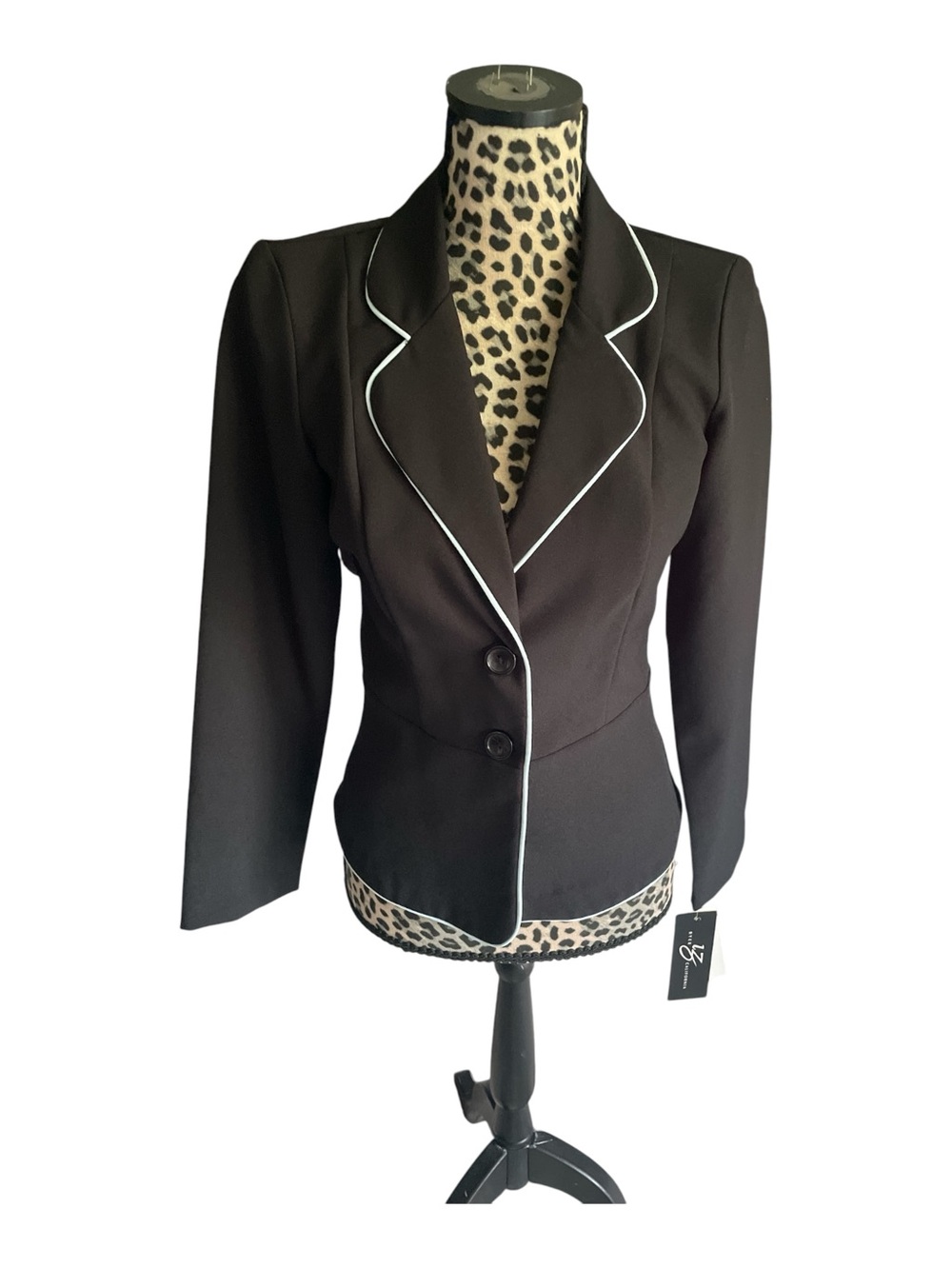 Byer California Black Blazer with White Piping